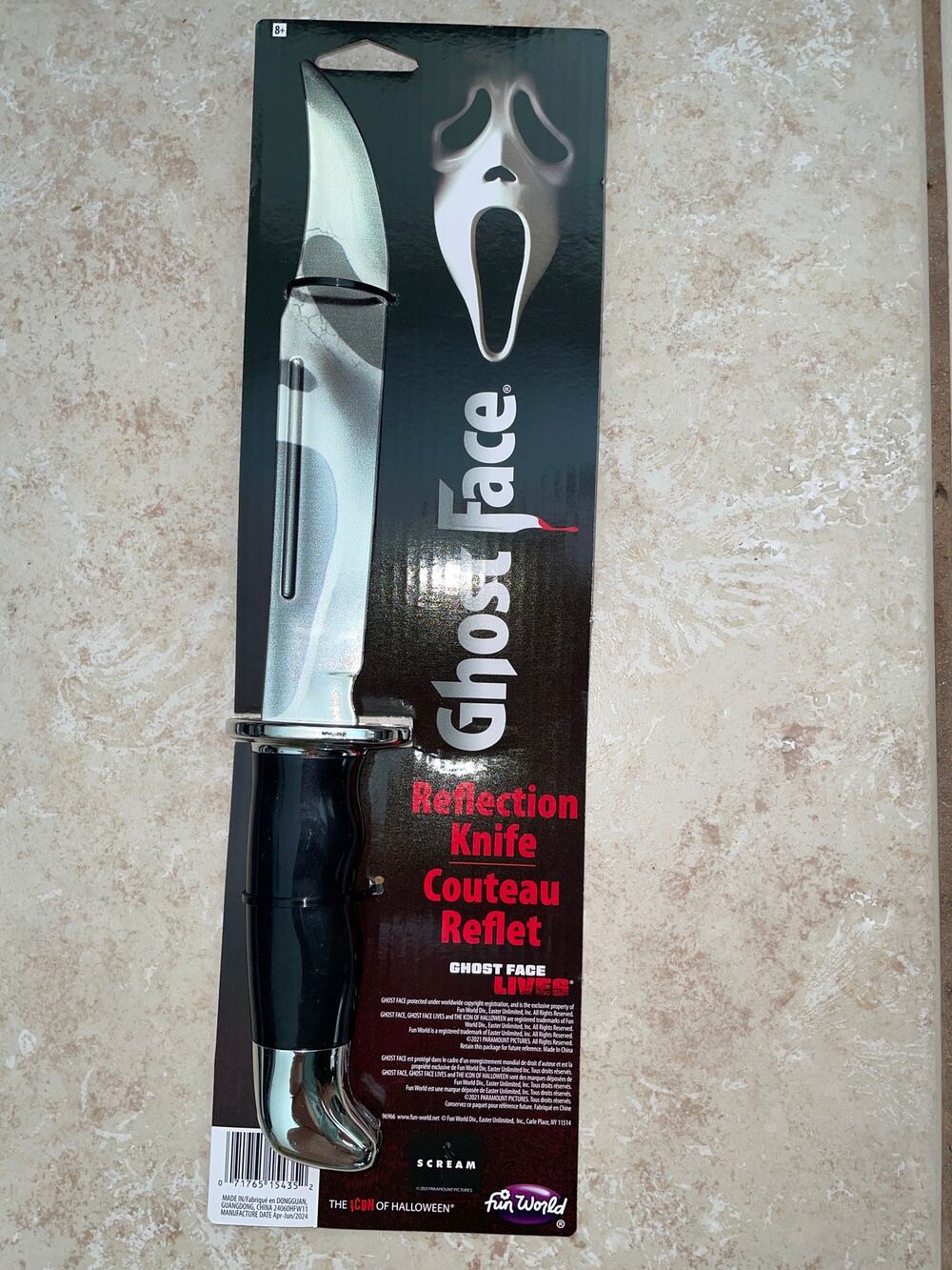 REFLECTION GHOST FACE 13" CHROME BOWIE KNIFE HALLOWEEN COSTUME PROP  NEW